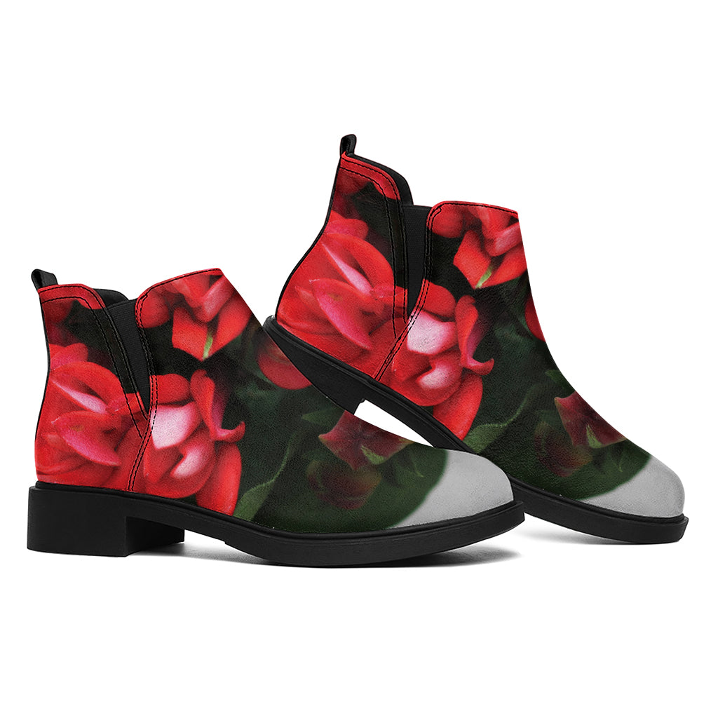 Bouvardia Flower Print Flat Ankle Boots