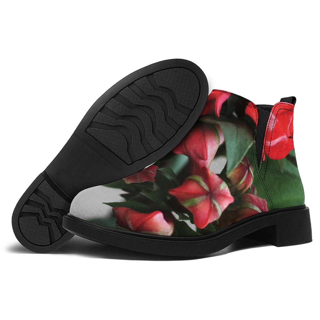 Bouvardia Flower Print Flat Ankle Boots