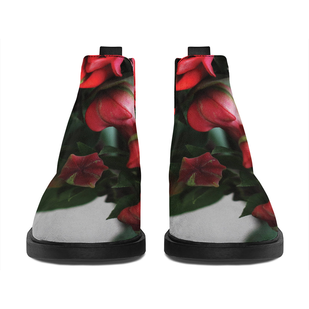 Bouvardia Flower Print Flat Ankle Boots