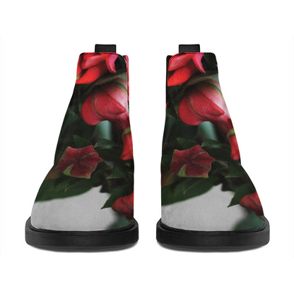 Bouvardia Flower Print Flat Ankle Boots