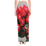 Bouvardia Flower Print High Slit Maxi Skirt