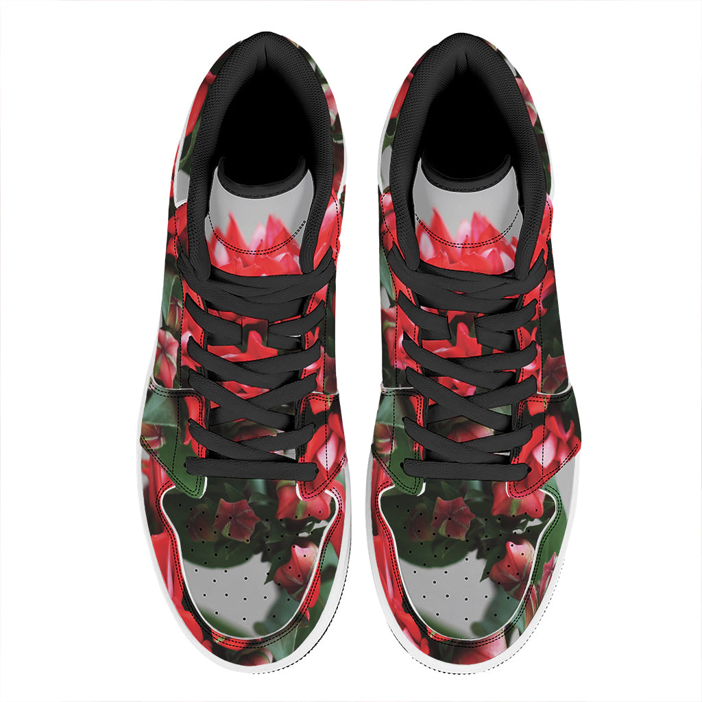 Bouvardia Flower Print High Top Leather Sneakers