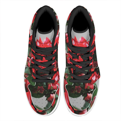 Bouvardia Flower Print High Top Leather Sneakers