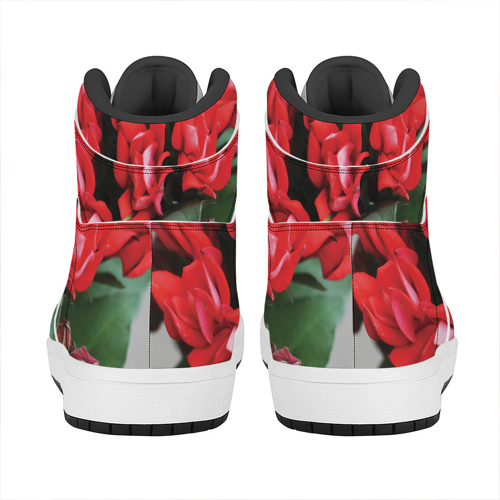 Bouvardia Flower Print High Top Leather Sneakers