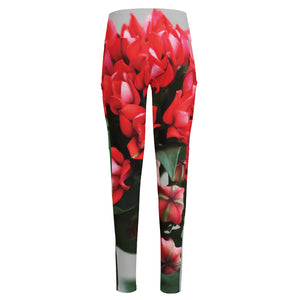 Bouvardia Flower Print High-Waisted Pocket Leggings