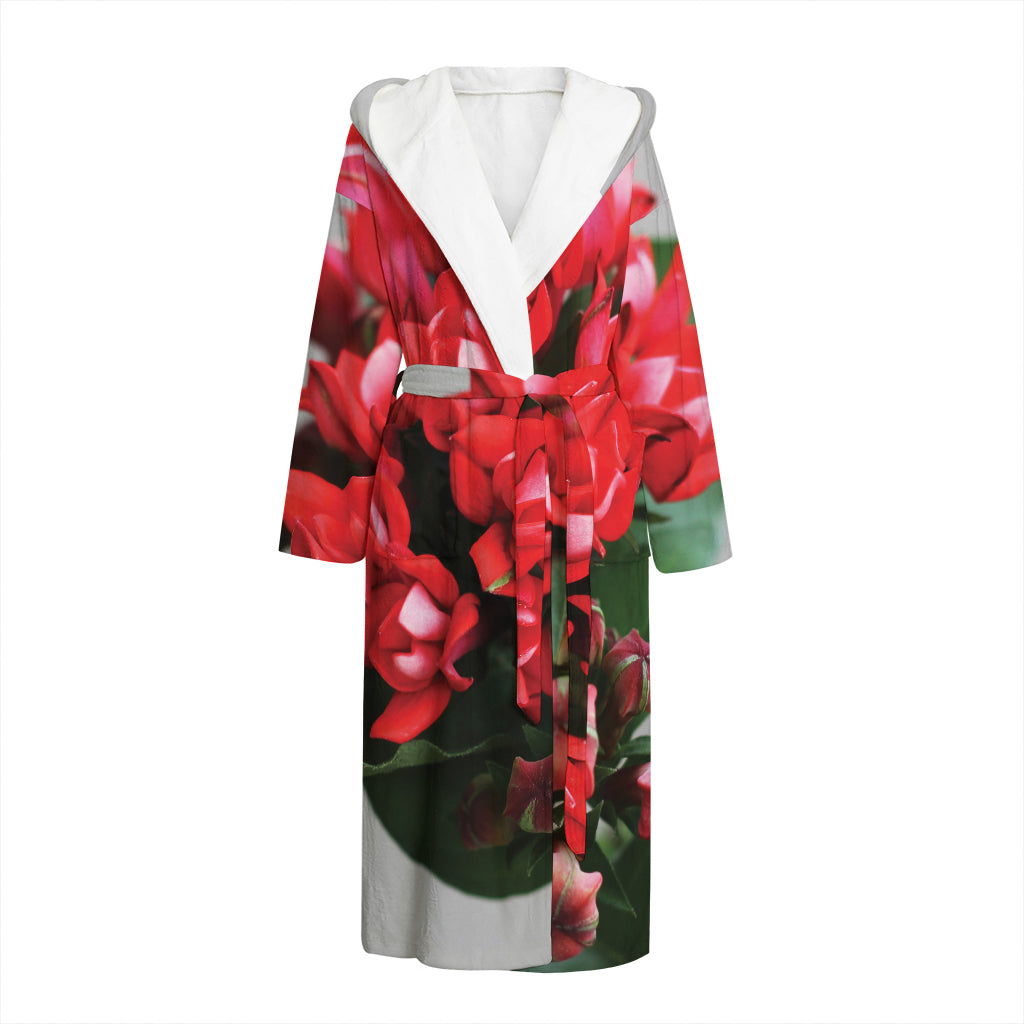 Bouvardia Flower Print Hooded Bathrobe