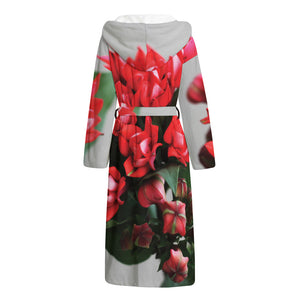 Bouvardia Flower Print Hooded Bathrobe