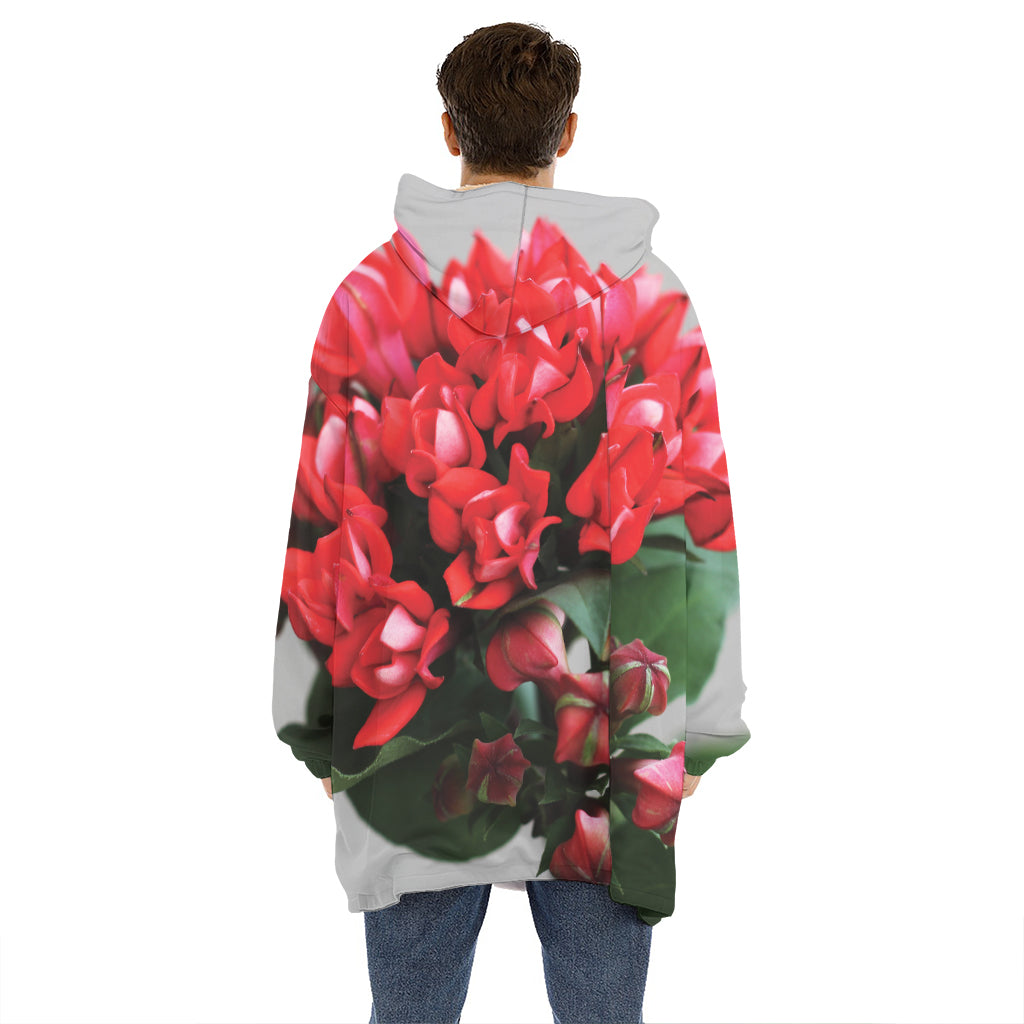 Bouvardia Flower Print Hoodie Blanket