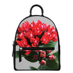 Bouvardia Flower Print Leather Backpack