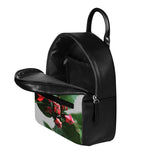 Bouvardia Flower Print Leather Backpack