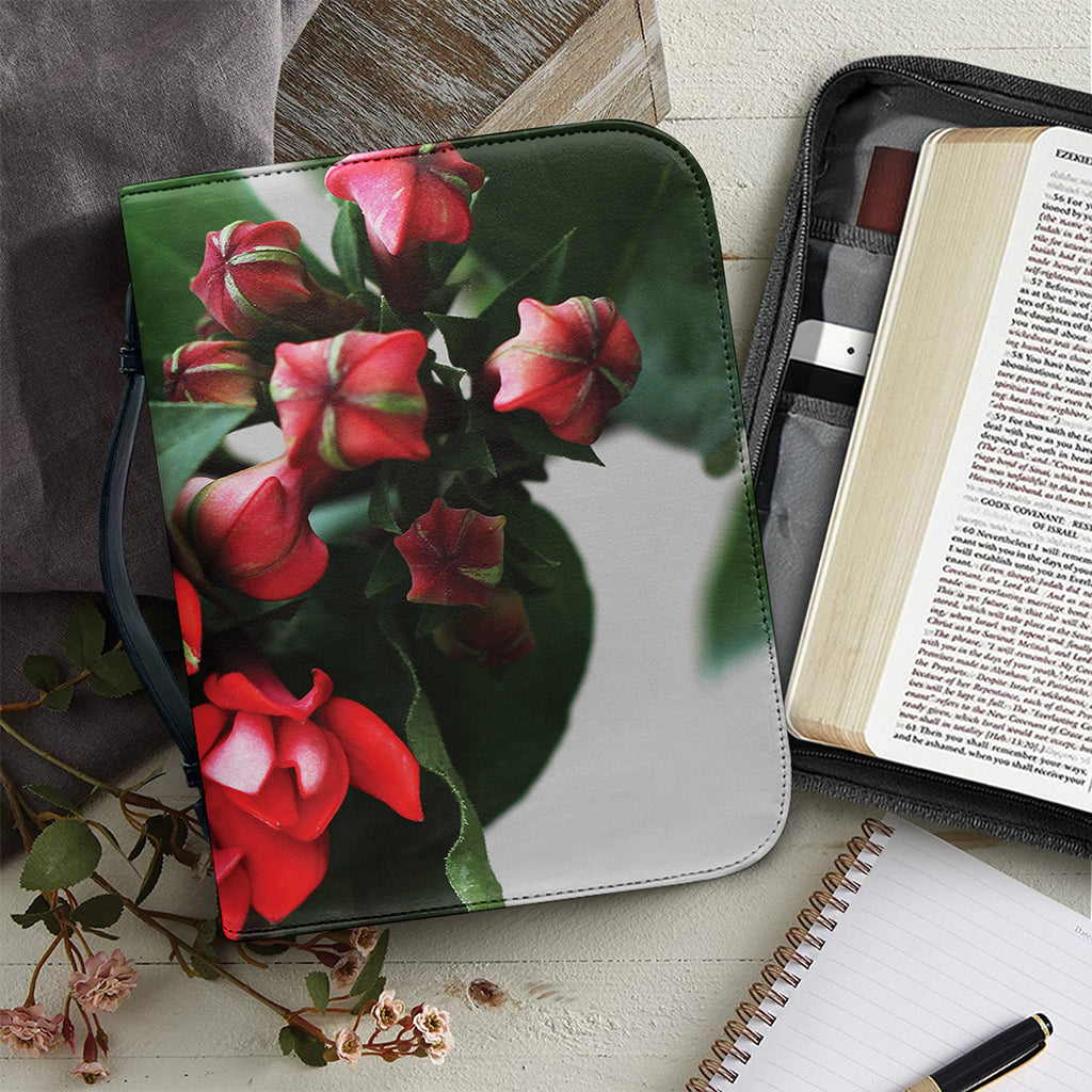 Bouvardia Flower Print Leather Bible Cover