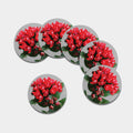 Bouvardia Flower Print Leather Coaster Set