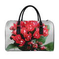 Bouvardia Flower Print Leather Duffel Bag