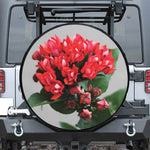 Bouvardia Flower Print Leather Spare Tire Cover