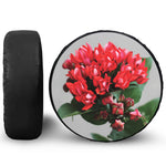Bouvardia Flower Print Leather Spare Tire Cover