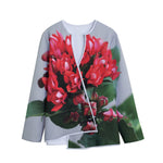 Bouvardia Flower Print Long Sleeve Short Coat