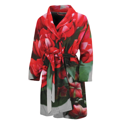 Bouvardia Flower Print Men's Bathrobe