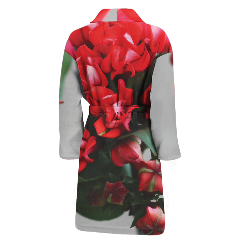 Bouvardia Flower Print Men's Bathrobe