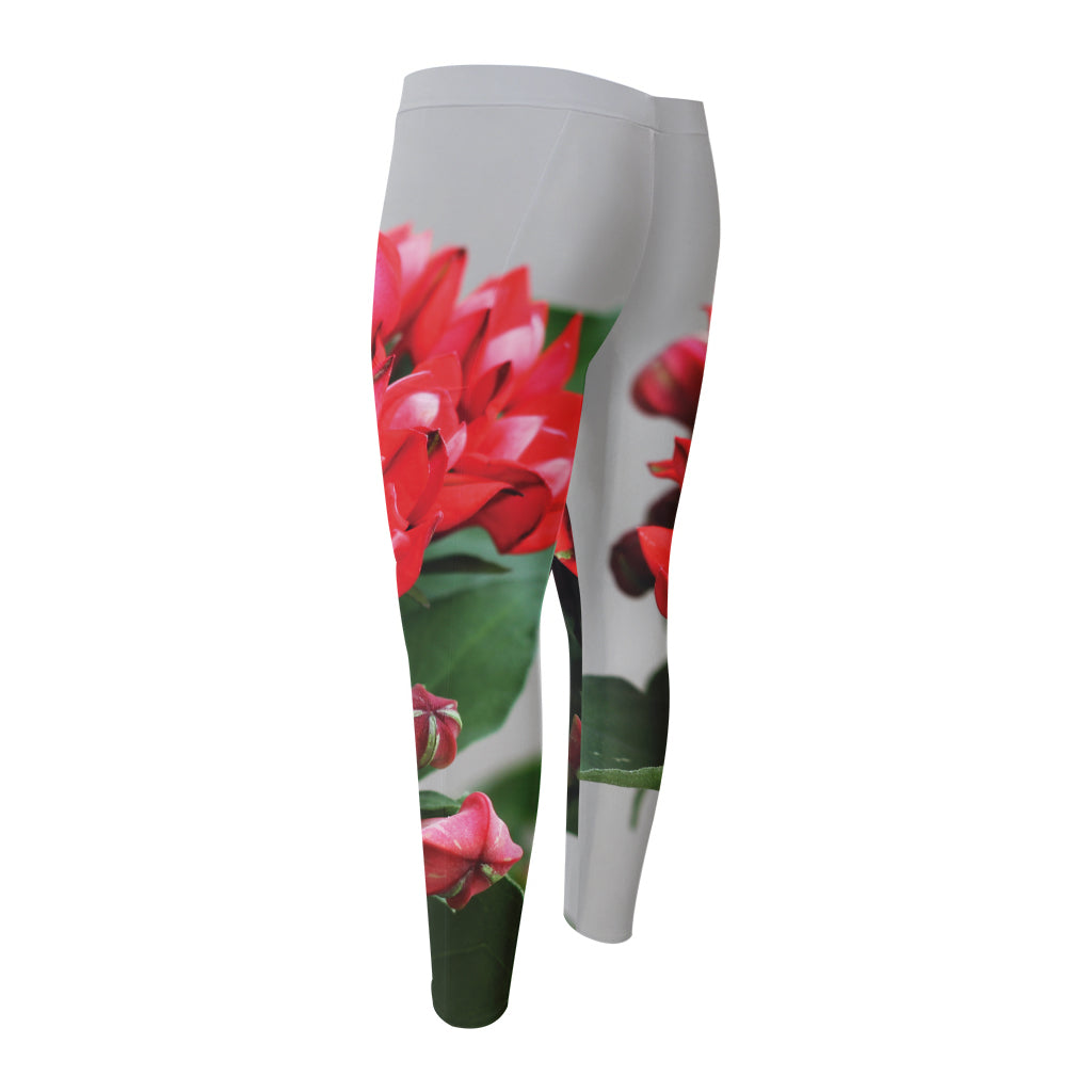 Bouvardia Flower Print Men's Compression Pants