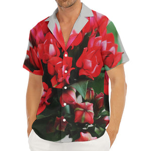 Bouvardia Flower Print Men's Deep V-Neck Shirt