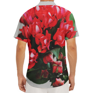 Bouvardia Flower Print Men's Deep V-Neck Shirt