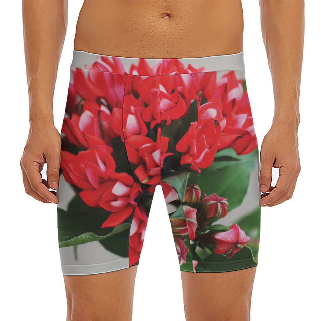 Bouvardia Flower Print Men's Long Boxer Briefs