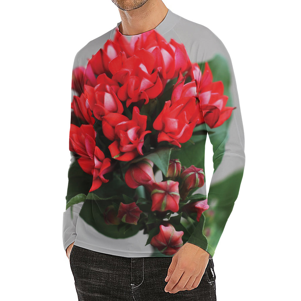 Bouvardia Flower Print Men's Long Sleeve Rash Guard