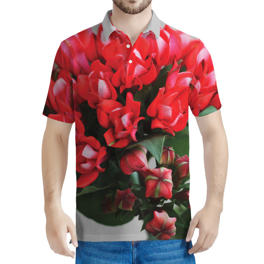 Bouvardia Flower Print Men's Polo Shirt