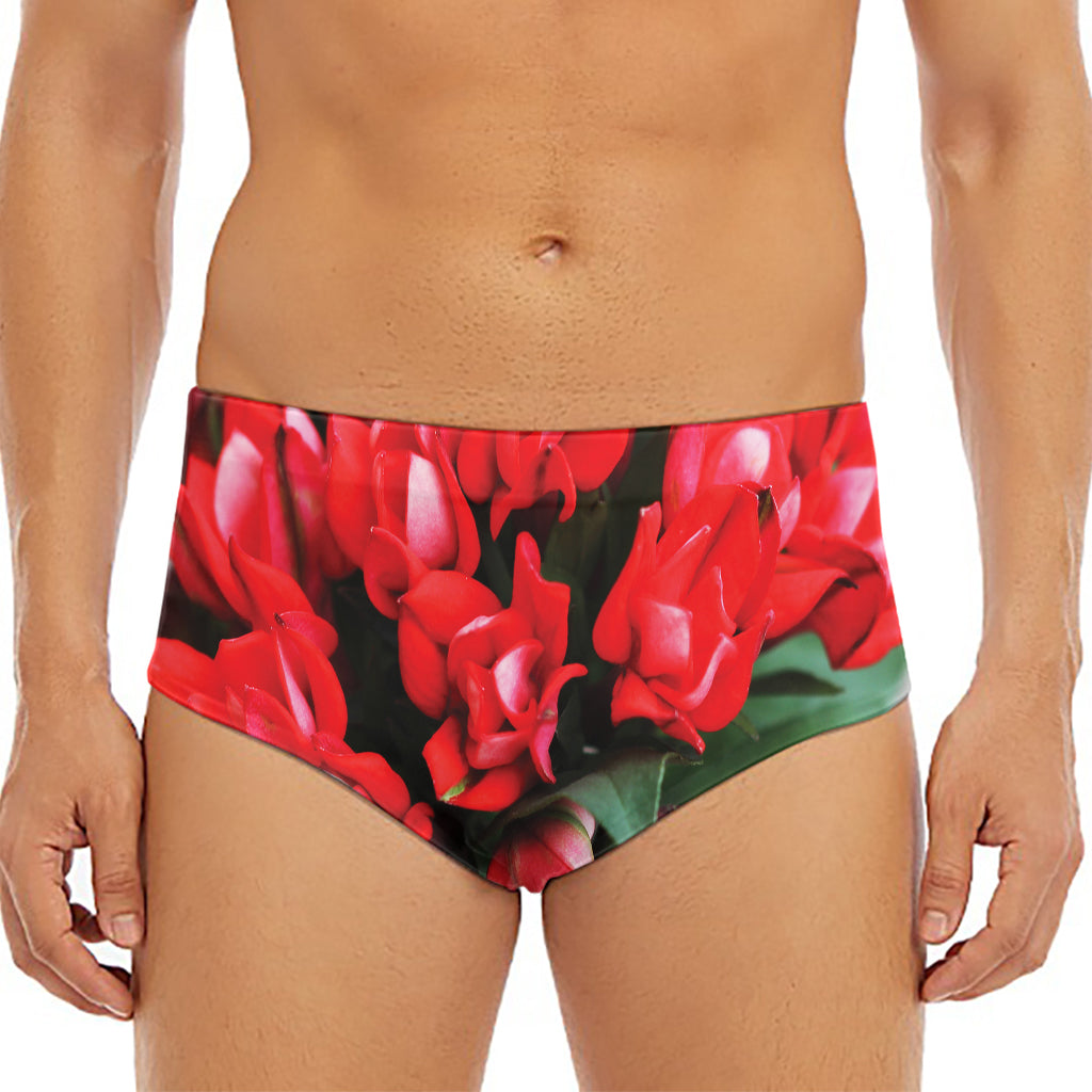 Bouvardia Flower Print Men's Triangle Swim Briefs