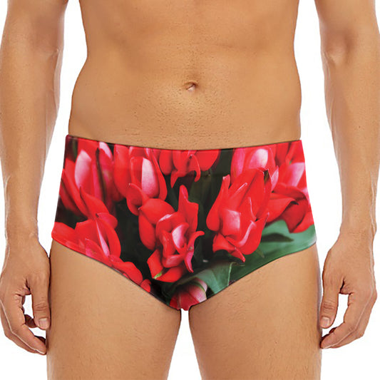 Bouvardia Flower Print Men's Triangle Swim Briefs