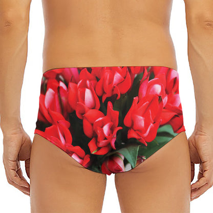 Bouvardia Flower Print Men's Triangle Swim Briefs