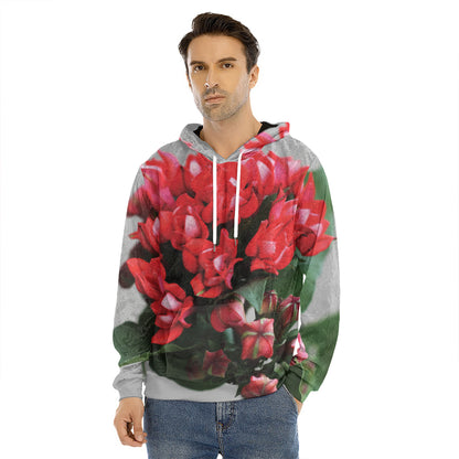 Bouvardia Flower Print Men's Velvet Pullover Hoodie