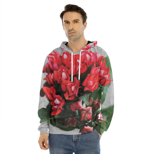 Bouvardia Flower Print Men's Velvet Pullover Hoodie