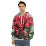Bouvardia Flower Print Men's Velvet Pullover Hoodie