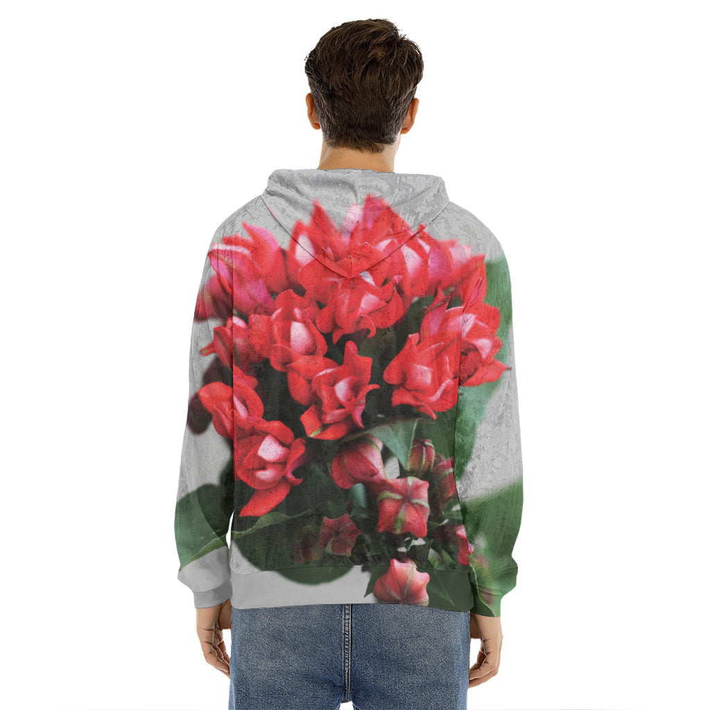 Bouvardia Flower Print Men's Velvet Pullover Hoodie