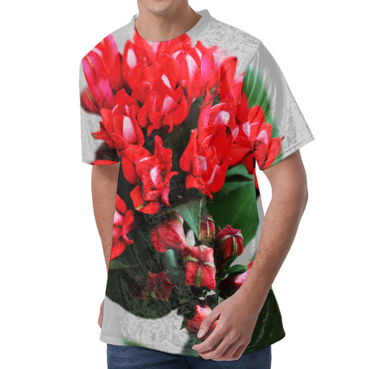 Bouvardia Flower Print Men's Velvet T-Shirt