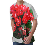 Bouvardia Flower Print Men's Velvet T-Shirt