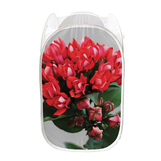Bouvardia Flower Print Mesh Laundry Hamper