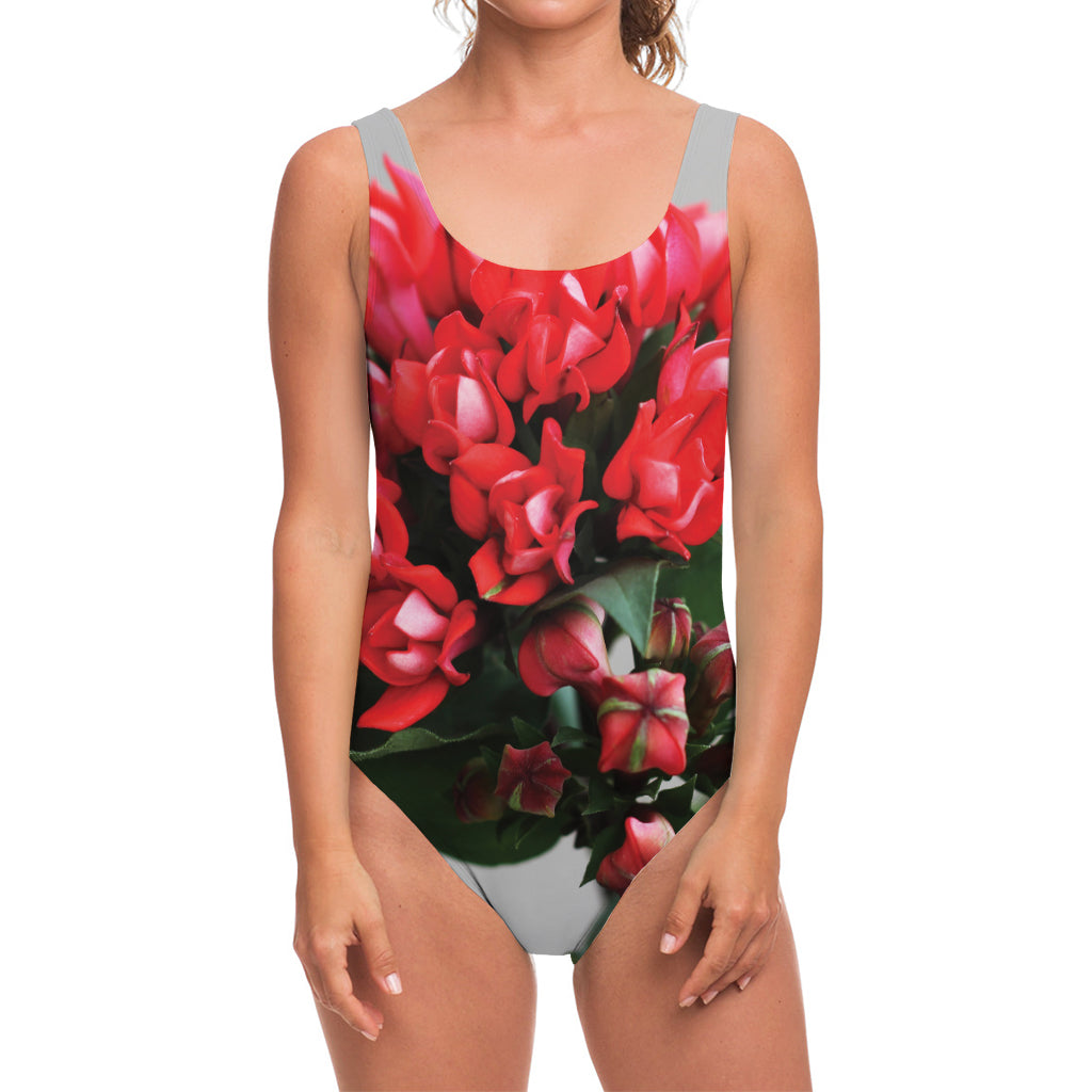 Bouvardia Flower Print One Piece Swimsuit