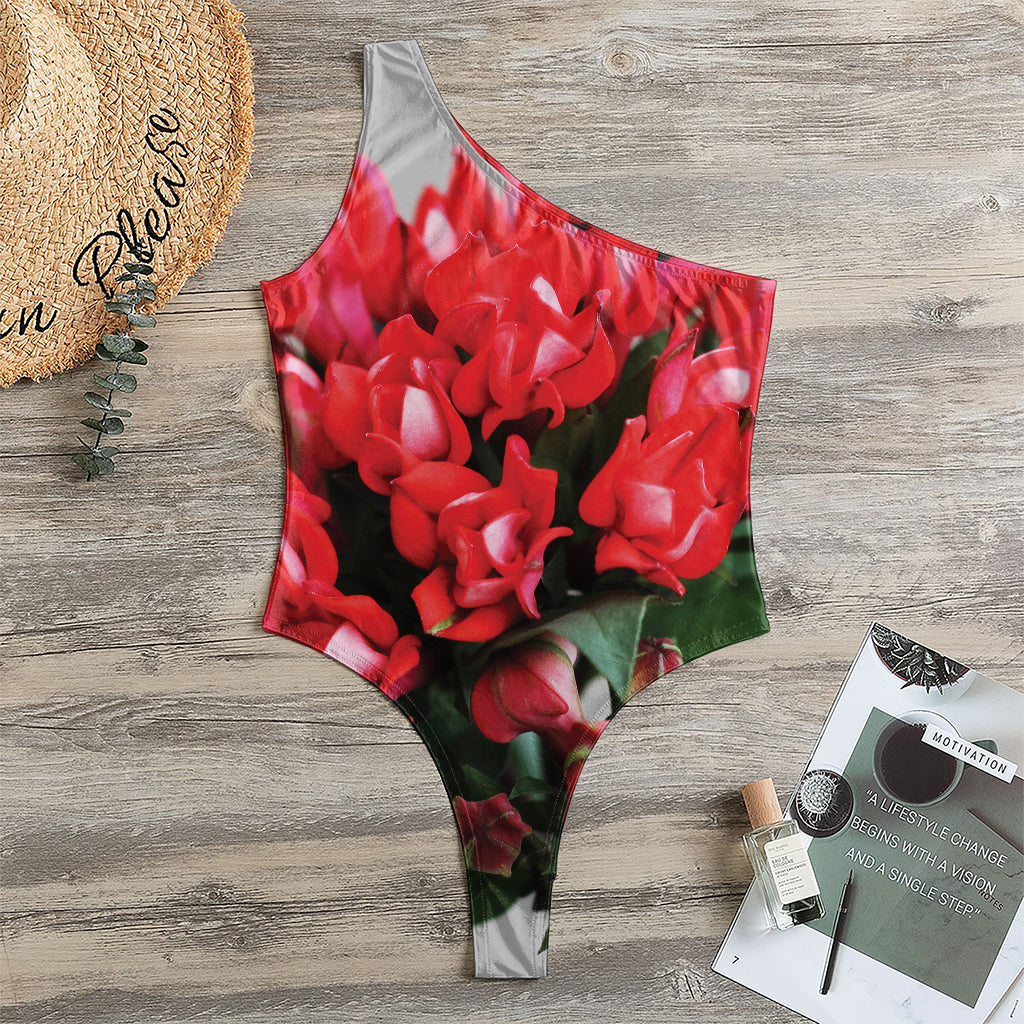 Bouvardia Flower Print One Shoulder Bodysuit