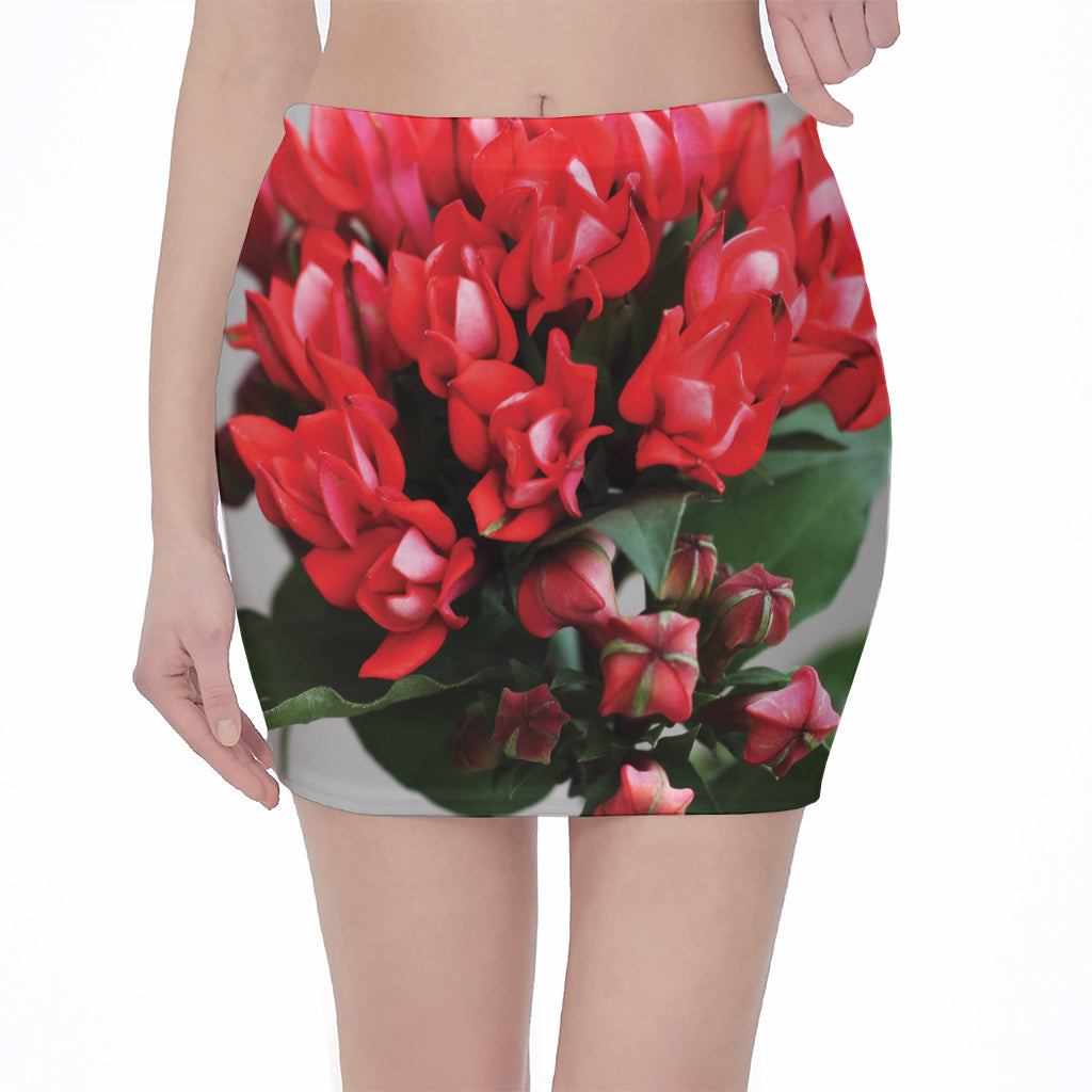 Bouvardia Flower Print Pencil Mini Skirt