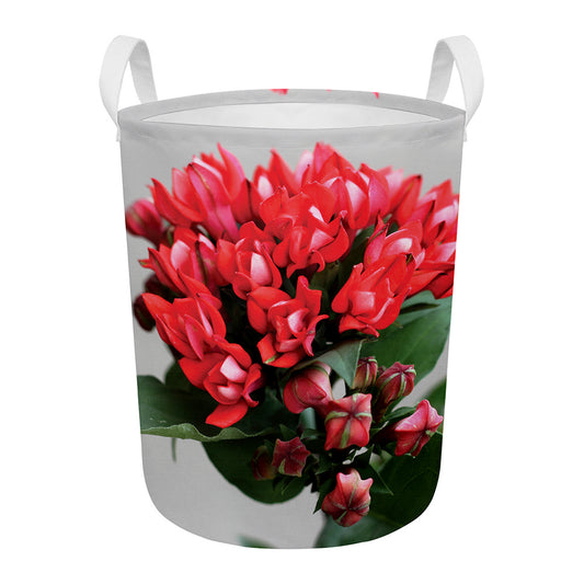 Bouvardia Flower Print Round Laundry Basket