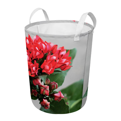 Bouvardia Flower Print Round Laundry Basket