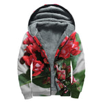 Bouvardia Flower Print Sherpa Lined Zip Up Hoodie