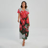 Bouvardia Flower Print Short Sleeve Maxi Dress