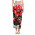 Bouvardia Flower Print Side Slit Maxi Skirt