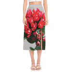 Bouvardia Flower Print Side Slit Midi Skirt