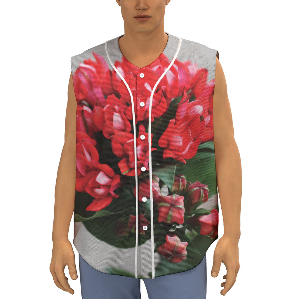 Bouvardia Flower Print Sleeveless Baseball Jersey