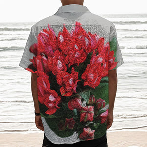 Bouvardia Flower Print Textured Short Sleeve Shirt