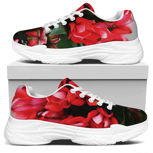 Bouvardia Flower Print White Chunky Shoes